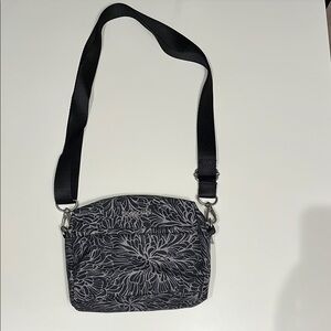 Baggallini Black and Gray Crossbody Bag with Floral Design